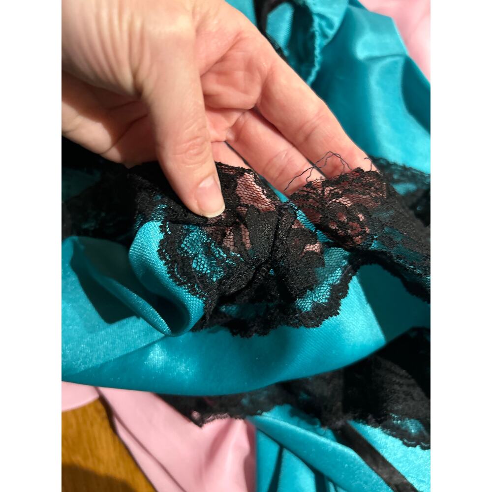 Vintage 80s 90s Black & Turquoise Sexy Nightie - Picture 10 of 10